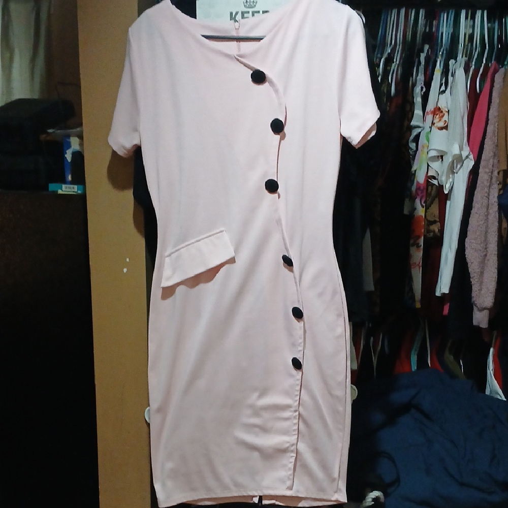 Elegant Pink Dress with Black Accents